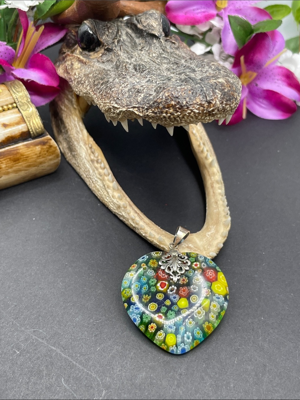 Millefiori glass and 925 pendant - Picture 1 of 7